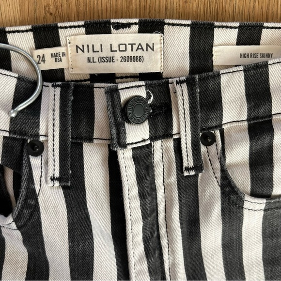Nili Lotan Black & White Striped Jeans SZ 24 - Picture 6 of 10